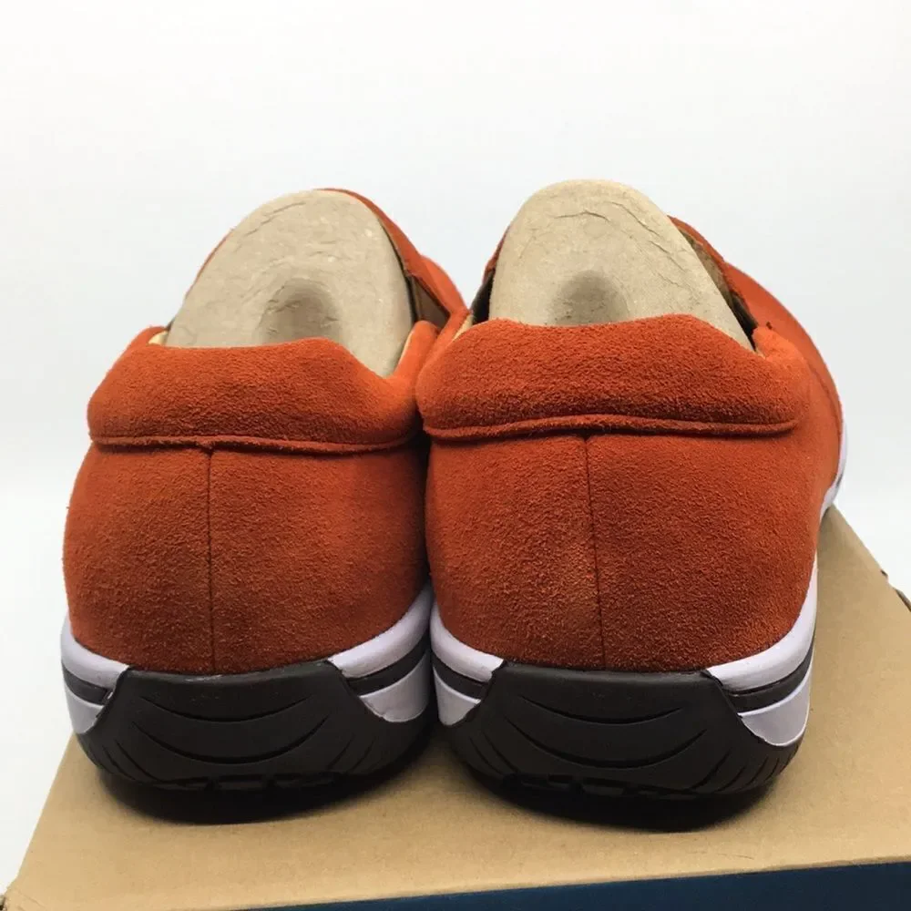 NIB Alegria Aaron Orange Suede Slip On Shoes - Size 43 EU 9.5 US (W US 13)